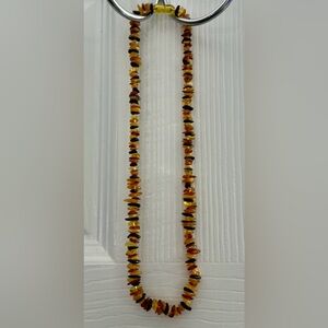 Genuine  Mixed Baltic  Amber Chip Bead Necklace 16”  with Screw Clasp Closure